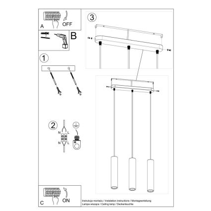 Lámpara colgante LUVO 3xGU10/40W/230V