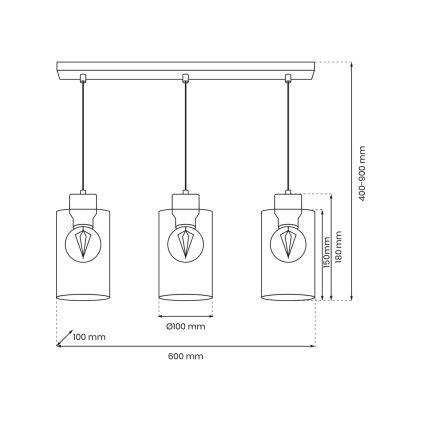 Lámpara colgante MADERA 3xE27/60W/230V blanco/madera