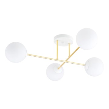 Lámpara colgante MAGNUM 4xE14/10W/230V blanco/dorado