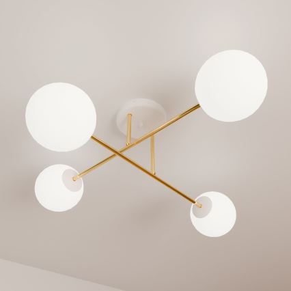 Lámpara colgante MAGNUM 4xE14/10W/230V blanco/dorado