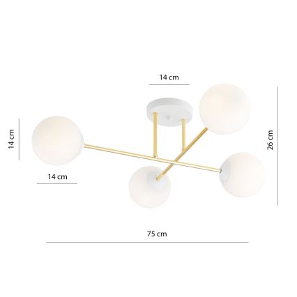 Lámpara colgante MAGNUM 4xE14/10W/230V blanco/dorado
