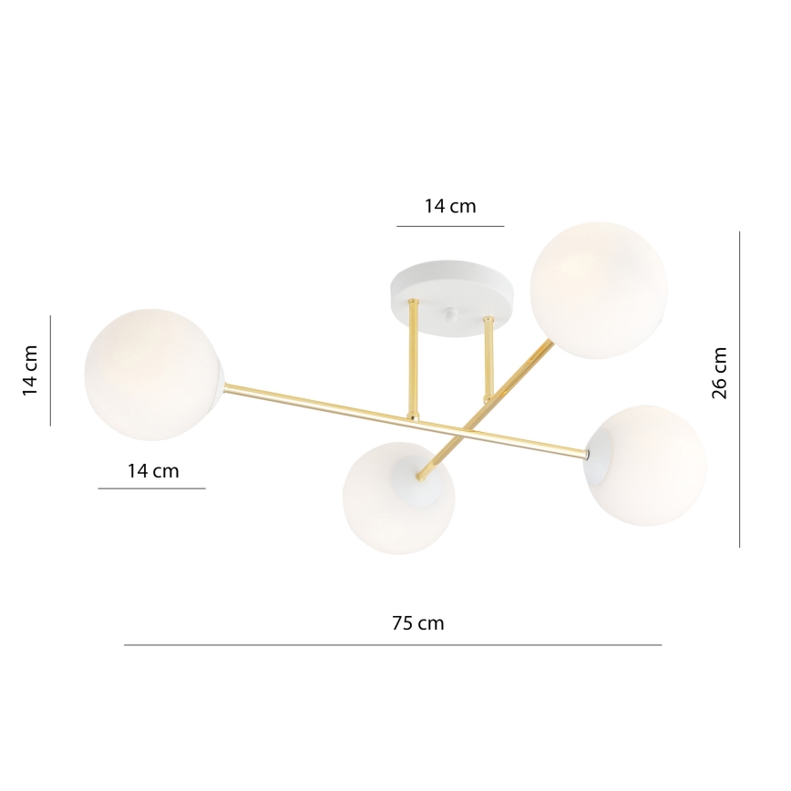 Lámpara colgante MAGNUM 4xE14/10W/230V blanco/dorado