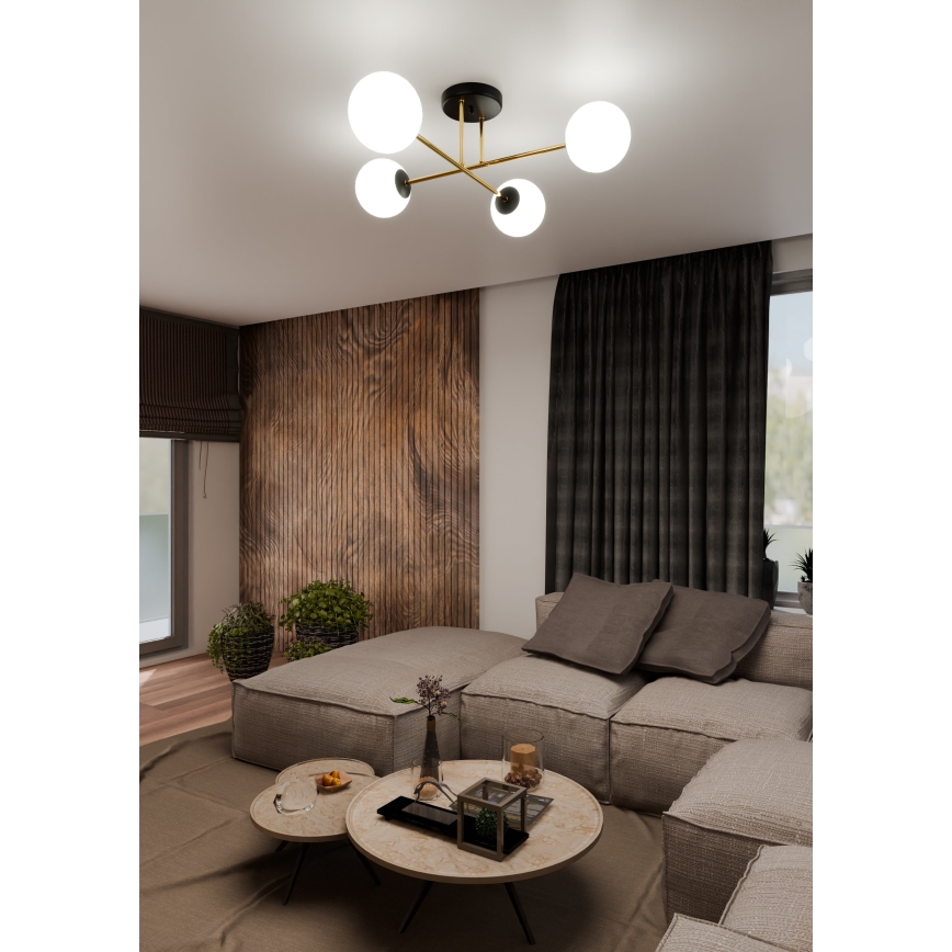 Lámpara colgante MAGNUM 4xE14/10W/230V blanco/dorado/negro