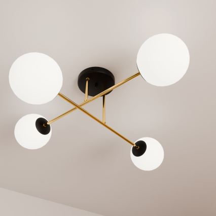 Lámpara colgante MAGNUM 4xE14/10W/230V blanco/dorado/negro