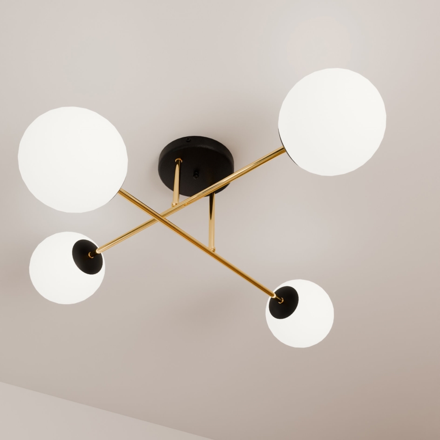 Lámpara colgante MAGNUM 4xE14/10W/230V blanco/dorado/negro