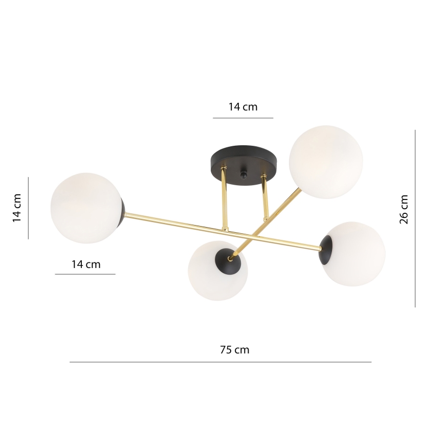 Lámpara colgante MAGNUM 4xE14/10W/230V blanco/dorado/negro