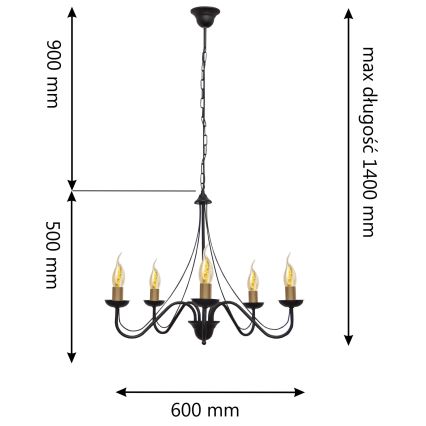 Lámpara colgante MALBO 5xE14/60W/230V