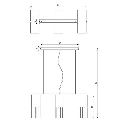 Lámpara colgante MALM 3xE27/60W/230V