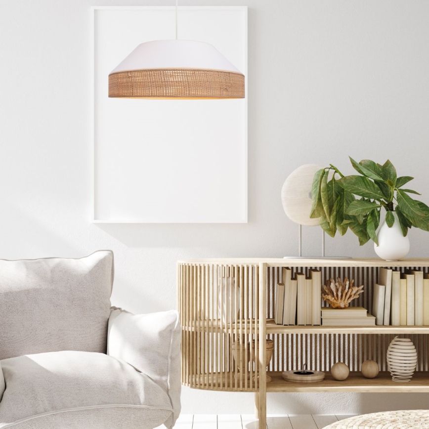 Lámpara colgante MANISO 1xE27/60W/230V diá. 45 cm blanco/beige