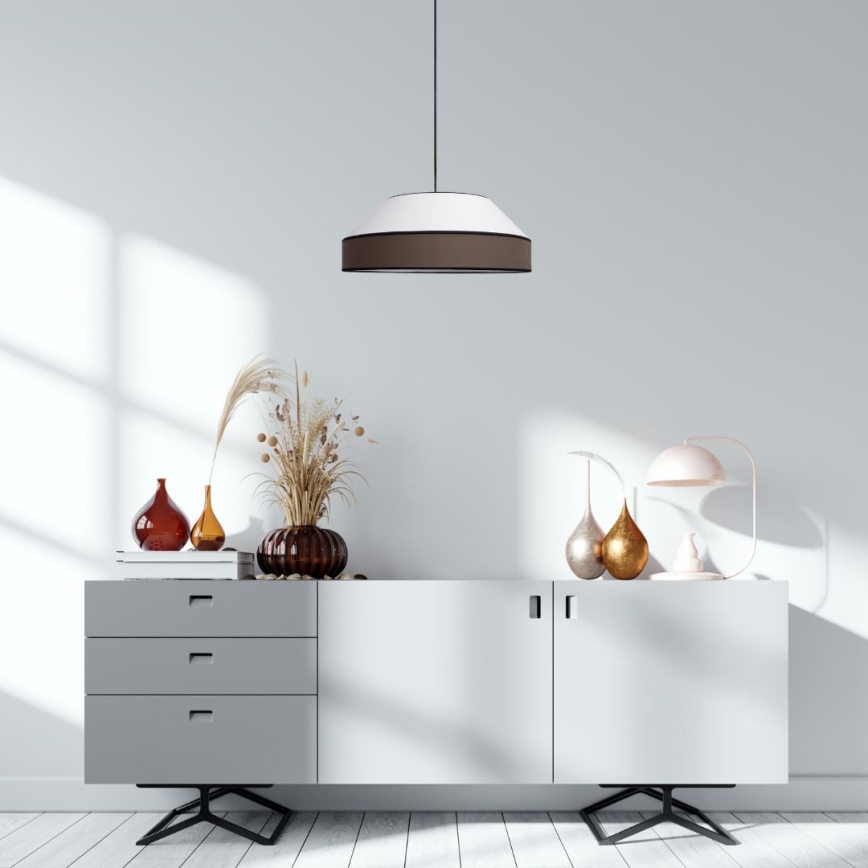 Lámpara colgante MANISO 1xE27/60W/230V diá. 45 cm blanco/marrón
