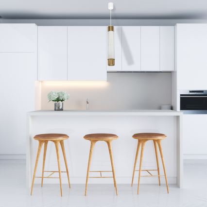 Lámpara colgante Marble white/brass 1xGU10/8W/230V