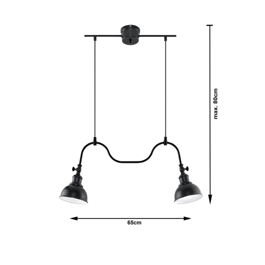 Lámpara colgante MARE 2 2xE27/60W/230V negro