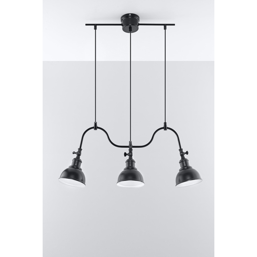 Lámpara colgante MARE 3 3xE27/60W/230V negro