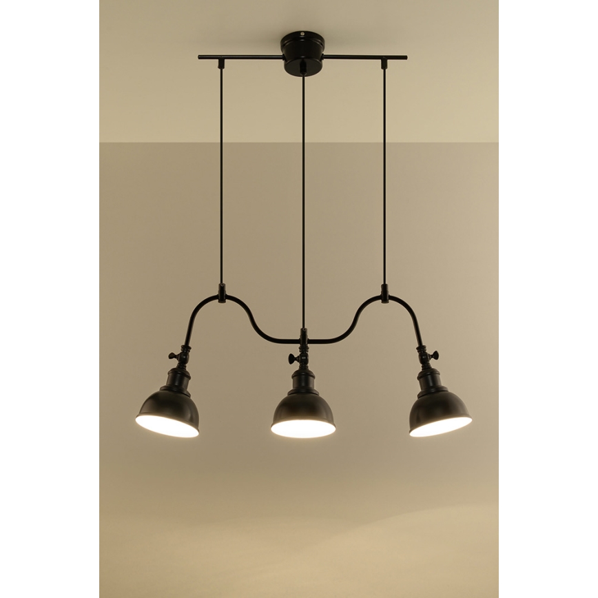 Lámpara colgante MARE 3 3xE27/60W/230V negro