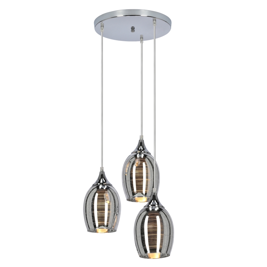 Lámpara colgante MARINA 3xE27/60W/230V cromo