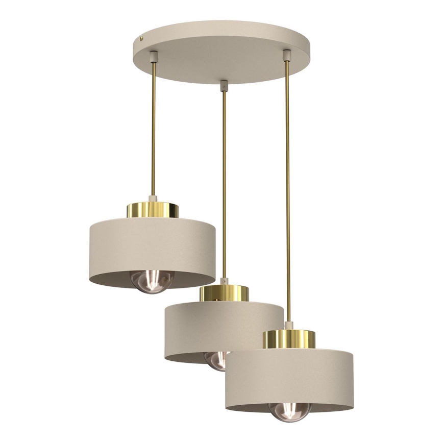 Lámpara colgante MARTI 3xE27/15W/230V beige/dorado
