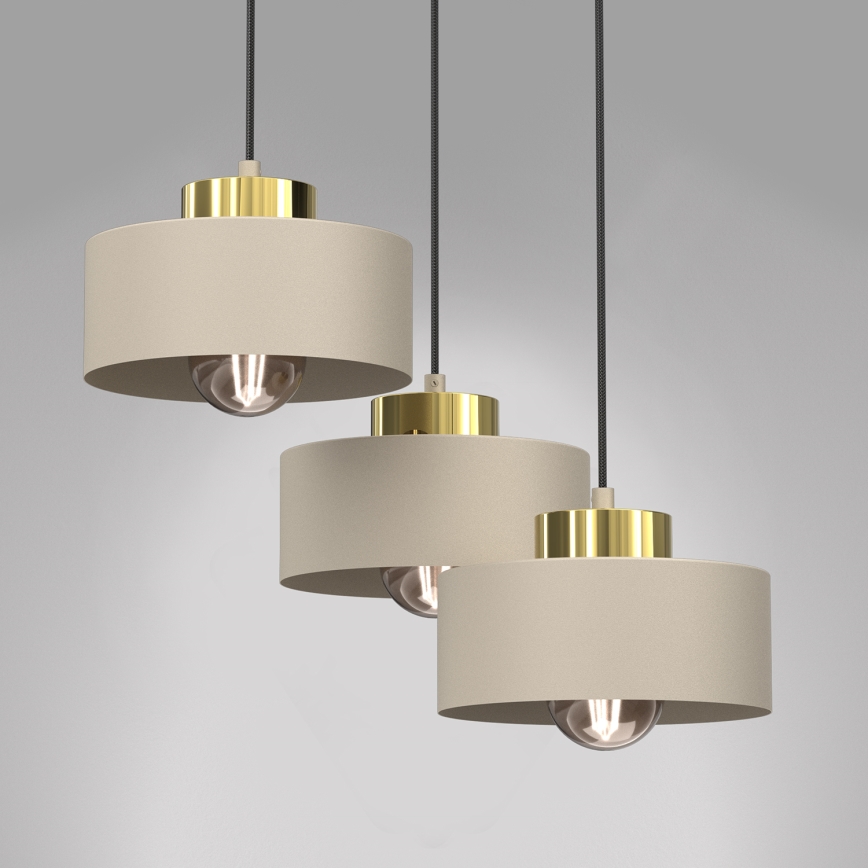 Lámpara colgante MARTI 3xE27/15W/230V beige/dorado