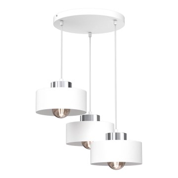 Lámpara colgante MARTI 3xE27/15W/230V blanco/cromo brillante