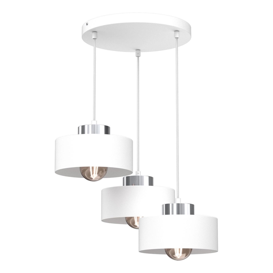 Lámpara colgante MARTI 3xE27/15W/230V blanco/cromo brillante