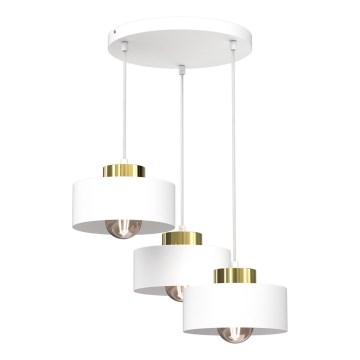 Lámpara colgante MARTI 3xE27/15W/230V blanco/dorado
