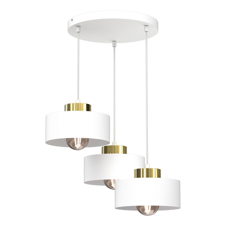 Lámpara colgante MARTI 3xE27/15W/230V blanco/dorado
