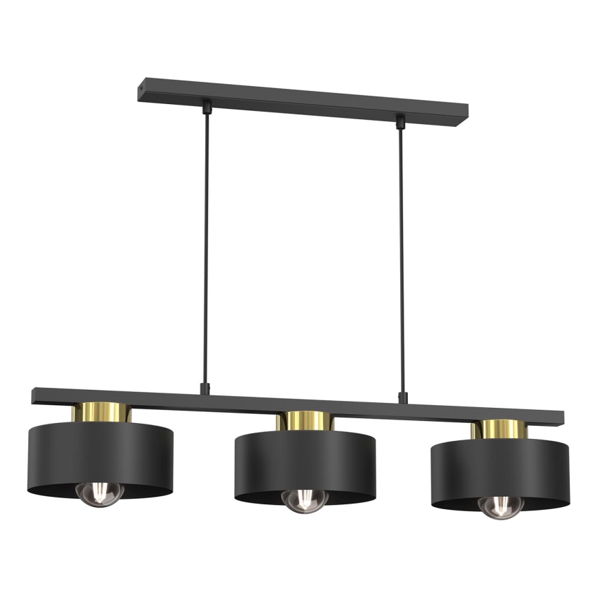 Lámpara colgante MARTI 3xE27/15W/230V negro/dorado