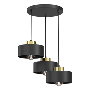 Lámpara colgante MARTI 3xE27/15W/230V negro/dorado
