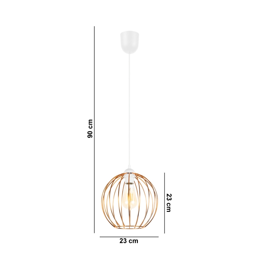 Lámpara colgante MATT 1xE27/60W/230V blanco/cobre
