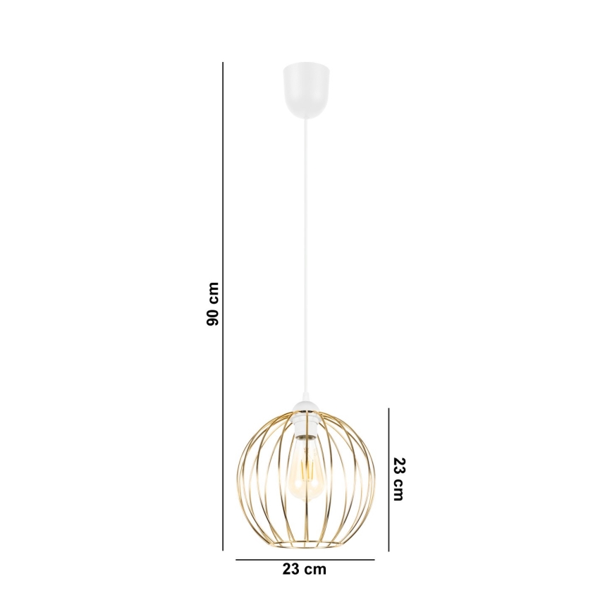 Lámpara colgante MATT 1xE27/60W/230V blanco/dorado