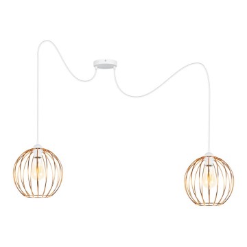 Lámpara colgante MATT 2xE27/60W/230V araña blanco/cobre