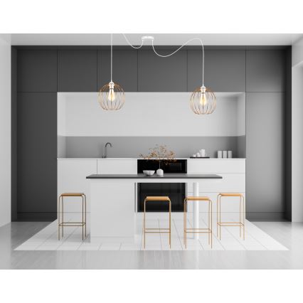 Lámpara colgante MATT 2xE27/60W/230V araña blanco/cobre