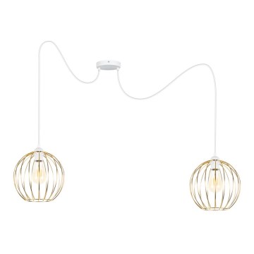 Lámpara colgante MATT 2xE27/60W/230V araña blanco/dorado