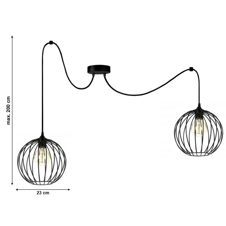 Lámpara colgante MATT 2xE27/60W/230V araña