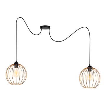 Lámpara colgante MATT 2xE27/60W/230V araña negro/cobre