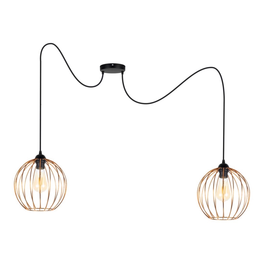 Lámpara colgante MATT 2xE27/60W/230V araña negro/cobre