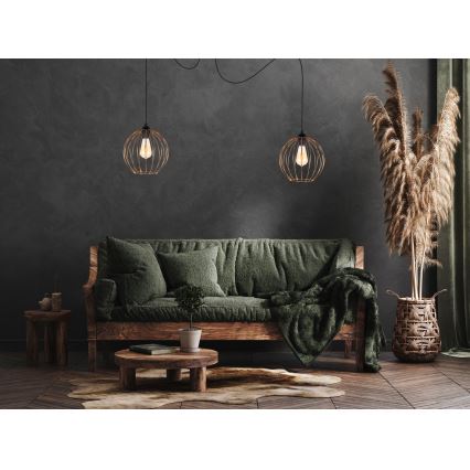 Lámpara colgante MATT 2xE27/60W/230V araña negro/cobre