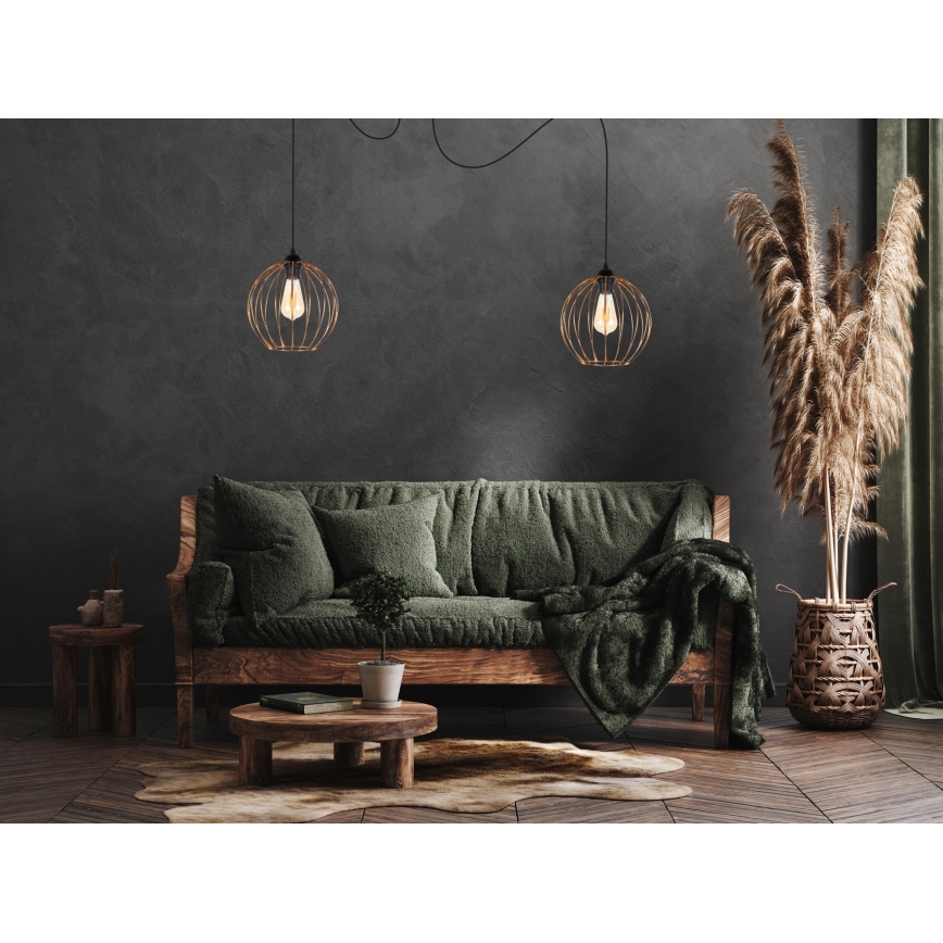 Lámpara colgante MATT 2xE27/60W/230V araña negro/cobre
