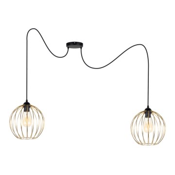 Lámpara colgante MATT 2xE27/60W/230V araña negro/dorado