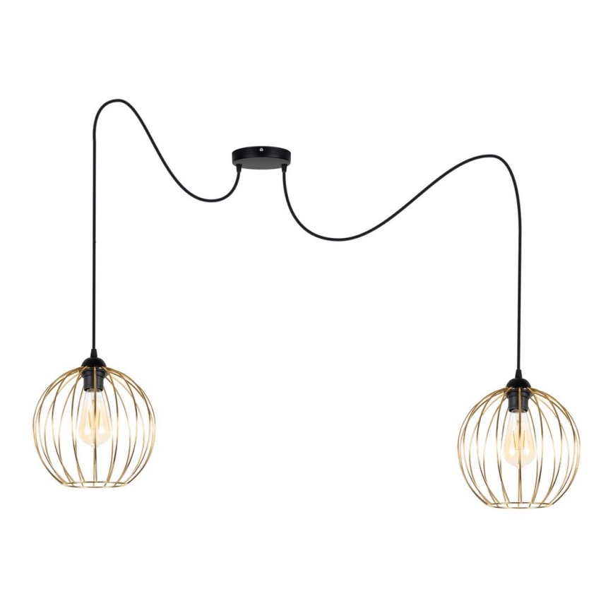 Lámpara colgante MATT 2xE27/60W/230V araña negro/dorado
