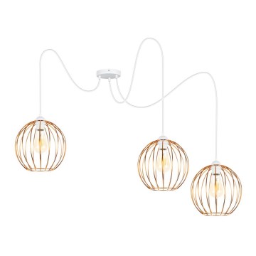 Lámpara colgante MATT 3xE27/60W/230V araña blanco/cobre