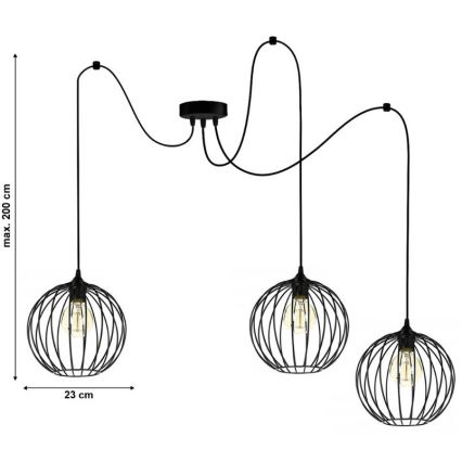 Lámpara colgante MATT 3xE27/60W/230V araña