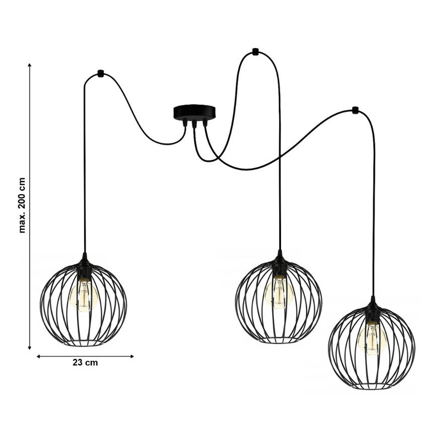 Lámpara colgante MATT 3xE27/60W/230V araña