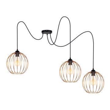 Lámpara colgante MATT 3xE27/60W/230V araña negro/cobre