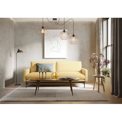 Lámpara colgante MATT 3xE27/60W/230V araña negro/cobre