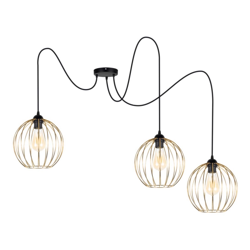 Lámpara colgante MATT 3xE27/60W/230V araña negro/dorado