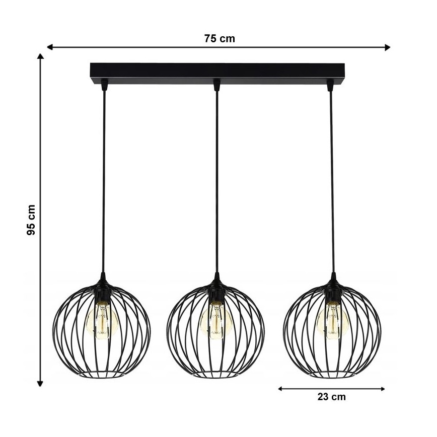 Lámpara colgante MATT 3xE27/60W/230V