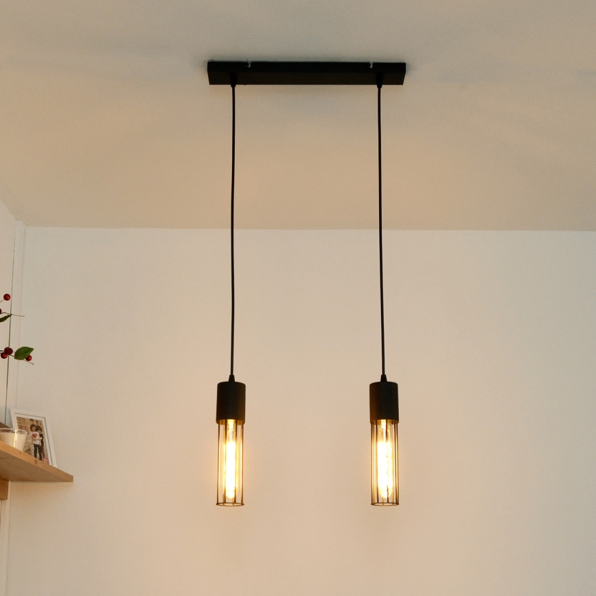 Lámpara colgante MELODY 2xE27/15W/230V negro