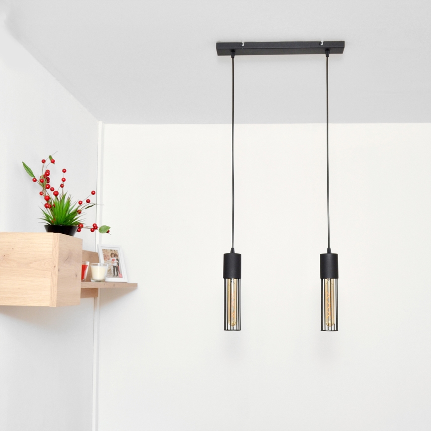 Lámpara colgante MELODY 2xE27/15W/230V negro
