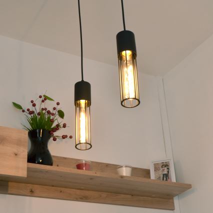 Lámpara colgante MELODY 2xE27/15W/230V negro