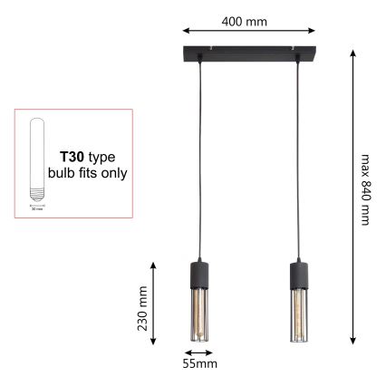 Lámpara colgante MELODY 2xE27/15W/230V negro